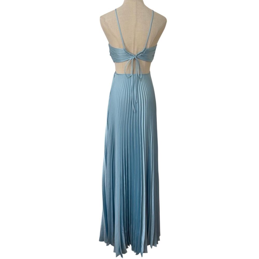 ALC Moira Satin Pleated Maxi Dress Delphinium Blue - Picture 8 of 11